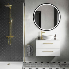 Зеркало AZARIO Aurora D800 с подсветкой, сенсорный выключатель с функцией диммера, алюминиевая черная рама (AZ-Z-012CS)