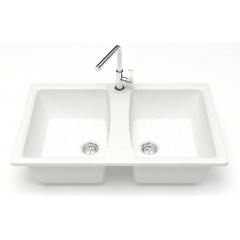 Кухонная мойка AZARIO Elmas 780х500х190 двойная, искусственный мрамор, цвет белый (CS00078329)