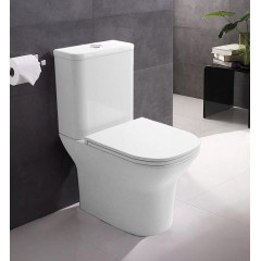 Унитаз-компакт Azario Iris 380х600х775 напольный, безободковый, в комплекте с арматурой GEBERIT, сиденье микролифт (AZ-8353 GB)