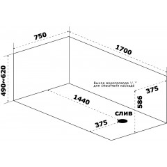 Ванна акриловая Azario Тенза 170х75
