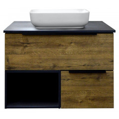 Тумба подвесная Azario Gris 75 750х500х560 с нишей, без столешницы, цвет Дуб Веллингтон (CS00080429)