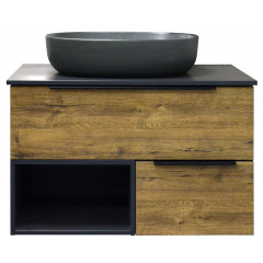 Тумба подвесная Azario Gris 75 750х500х560 с нишей, без столешницы, цвет Дуб Веллингтон (CS00080429)