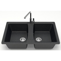 Кухонная мойка AZARIO Elmas 780х500х190 двойная, искусственный мрамор, цвет черный (CS00078333)