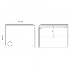 Зеркало AZARIO Golden 1000х800 влагостойкое с подсветкой и подогревом, сенсорный выключатель (CS00084315)