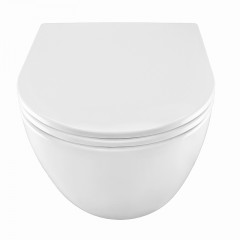 Унитаз подвесной Azario PRO (круглый) СКРЫТОЕ ТОРНАДО безободковый унитаз в комплекте с сидением микролифт скрытая система смыва 490*370*360 мм (PRO-0001 UQ3)