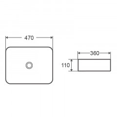 Раковина-чаша Azario 470х360х110 накладная, прямоугольная, черный матовый (AZ-2178-S-MB)