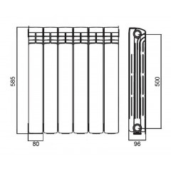 Радиатор алюминиевый AZARIO AL500/100 12 секций, белый (AL500/100/12)