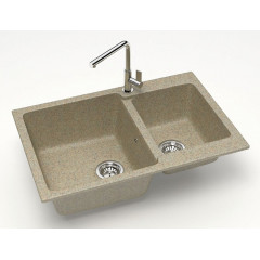 Кухонная мойка AZARIO Grand 765х500х190 двойная, искусственный мрамор, цвет Песочный (CS00079905)