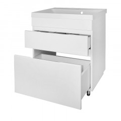 Комплект Azario Тумба Эстима 60/2Н 595х447х850 напольная, с раковиной Астория 60, белый глянцевый (CS00094592)