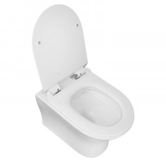 Унитаз подвесной AZARIO FRETTA ROUND 485x360x365 безободковый с сиденьем микролифт (AZ-2617E)