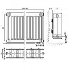 Радиатор стальной панельный AZARIO 22 300х1600 боковое подключение, белый (AZ-C22-300-1600)