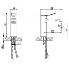 Смеситель для раковины Azario ABILITY керамический картридж, без донного клапана, графит (AZ-VQR168331AJ)