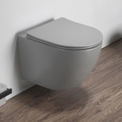 Унитаз Azario Grado подвесной безободковый (прямое сиденье) светло-серый с сидением микролифт 490*370*370 (AZ-0046 SP MH)