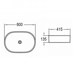 Раковина Azario накладная 600х415х135 матовая тёмно-серая (AZ-2196MDH)