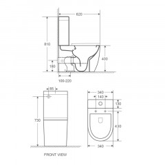 Унитаз-компакт Azario Mitta 620х340х810 напольный, безободковый, в комплекте с сиденьем микролифт (AZ-2128)