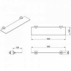 Полка AZARIO NESSY стеклянная 52 см (AZ-73103)