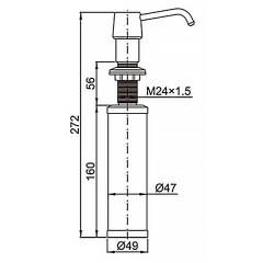 Дозатор для жидких моющих средств AZARIO врезной, 250ml, латунь, емкость - нержавеющая сталь, хром (AZ-114-St)