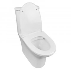 Унитаз-моноблок AZARIO Sente 375х665x785 напольный, безободковый, горизонтальный слив, сиденье дюропласт микролифт (AZ-8614)