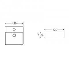 Раковина накладная Azario 420х420х120 квадратная, белый матовый (AZ-2177-MW)