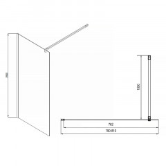 Душевая перегородка Azario CHICAGO Walk-in 800x1950 прозрачное стекло 8 мм, покрытие EASY CLEAN, цвет профиля черный (AZ-NAR6310 800 Black)