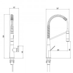 Смеситель для кухонной мойки Azario SPRING выдвижной излив, керамический картридж, черный (AZ-VGT569183PA)