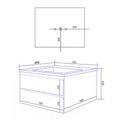 Комплект Тумба Azario Мила 70 720х670х475 подвесная с раковиной Monte 70 (CS00082786)