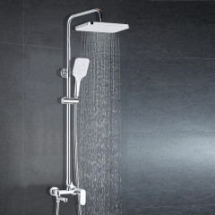 Душевая колонна Azario ARIZONA со смесителем для ванны, с поворотным изливом, прямоугольная, хром (AZ-20S)