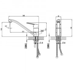 Смеситель для кухни Azario керамический картридж, хром (AZ-WSA654235AJ)