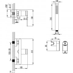 Смеситель для душа Azario VINCENTE с ручным душем, керамический картридж, без излива, хром (AZ-VRZ338326C)