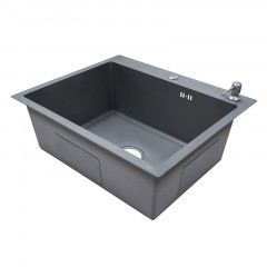 Кухонная мойка AZARIO NICOLE (600*500*220) нержавеющая сталь серая (сифон, диспенсер,коландер) (AZG6050N)