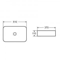 Раковина накладная Azario 510х370х110 прямоугольная, белый глянец (AZ-78570B)