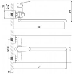 Смеситель для ванны AZARIO CAMPO с ручным душем, керамический картридж, хром (AZ-KX138275C)