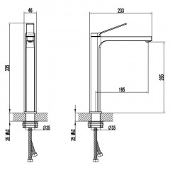 Смеситель для раковины-чаши Azario VISE высокий, керамический картридж, хром (AZ-VQQ168R30C)