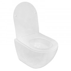 Унитаз подвесной Azario Trevi 495х360х390 безободковый, слив "ТОРНАДО", в комплекте с сидением микролифт, белый (AZ-0093UQ3)