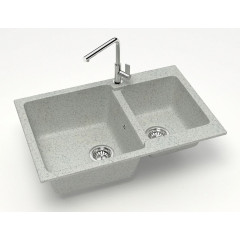 Кухонная мойка AZARIO Grand 765х500х190 двойная, искусственный мрамор, цвет Светло серый (CS00079906)