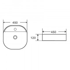 Раковина накладная Azario 450х450х120 округлая, белый глянец (AZ-2204)