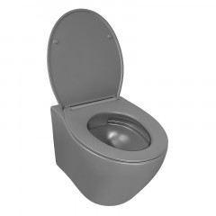 Унитаз подвесной Azario Keras 370х520х360 безободковый, с быстросъемным сиденьем микролифт, серый матовый (AZ-99046G)