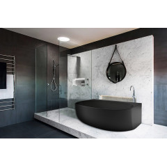 Ванна акриловая Azario CAMBRIDGE 1695х880х580 черная, пристенная, в комплекте с сифоном и металлической рамой (CAM17289)