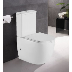 Унитаз-компакт Azario Mitta 620х340х810 напольный, безободковый, в комплекте с сиденьем микролифт (AZ-2128)