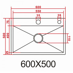 Кухонная мойка AZARIO NICOLE (600*500*220) нержавеющая сталь серая (сифон, диспенсер,коландер) (AZG6050N)