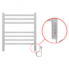 Полотенцесушитель электрический AZARIO ANCONA 500/600 квадрат, 7 секций, диммер справа, белый (AZ71856W)