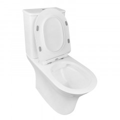 Унитаз-компакт AZARIO FRETTA ROUND 650x340x790 напольный, безободковый, в комплекте с бачком и сиденьем микролифт, сливная арматура Geberit (AZ-7121-G)