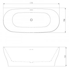 Ванна акриловая Azario OLEAN 1700x750x580 пристенная, в комплекте с сифоном и металлической рамой (OLE17075)