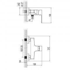 Смеситель для душа Azario EDDIE с ручным душем, керамический картридж, без излива, хром (AZ-WQY338207C)