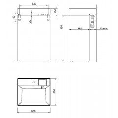 Раковина подвесная Azario SHARP 50 600х500х100 для установки над стиральной машиной, белая (CS00078298)