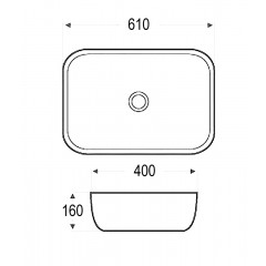 Раковина Azario 610х400х160 накладная, белый глянец (AZ-2143P)