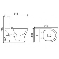 Унитаз-компакт Azario Verde 615х360х745 напольный, безободковый, с сиденьем микролифт ( AZ-2224)