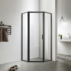 Душевое ограждение Azario RICHMOND 1000х1000х2000, БЕЗ ПОДДОНА, прозрачное стекло 6 мм, цвет профиля черный (AZ-NAG3231 1000 Black)