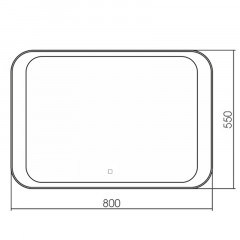 Зеркало AZARIO Индиго-2 800х550 c подсветкой и диммером, сенсор выкл+подогрев (ФР-00001702)