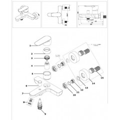 Смеситель для ванны с коротким изливом AZARIO LEYA, хром (AZ-15920501)